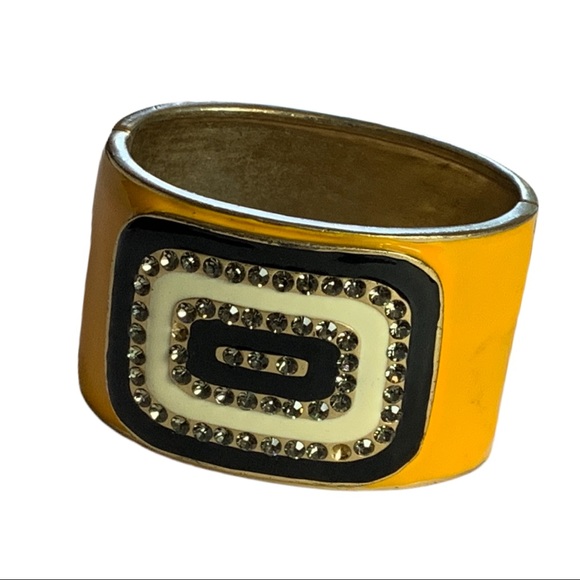 Chunky Bling Enamel Hinged Cuff Statement Bracelet